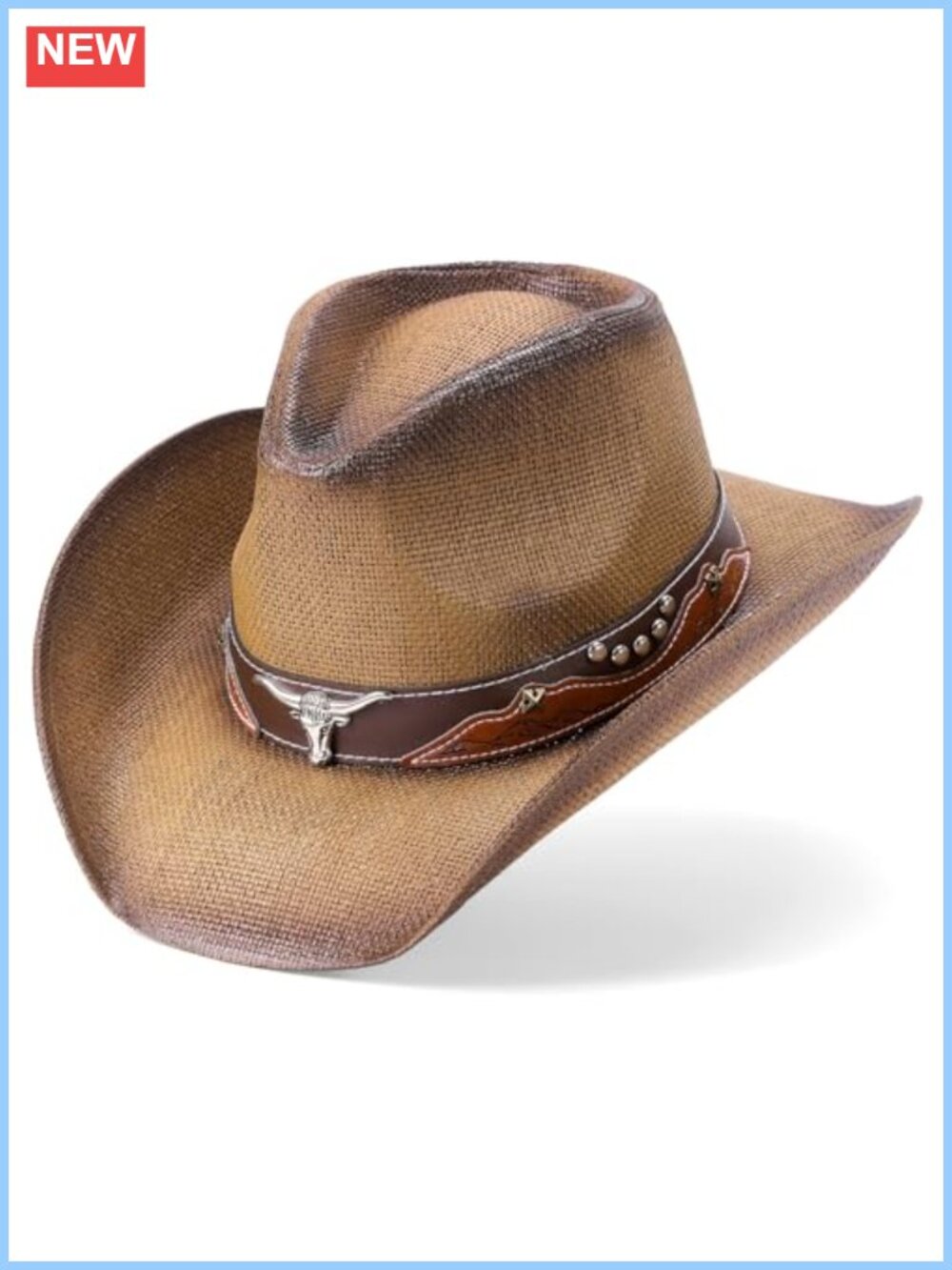 Woven Straw Cowboy Hat Western Wide Brim Sun Protection Unisex Adult
